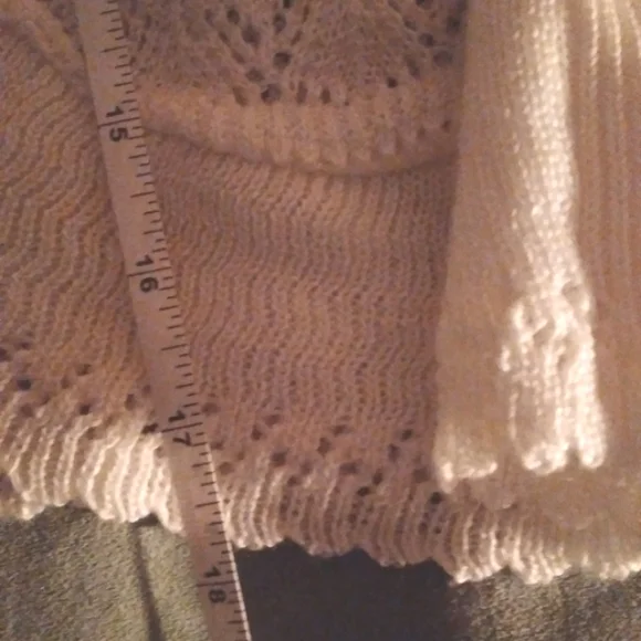 JACLyn Smith sweater Open front Pointelle knit shrug 1X white Y2K style - Picture 7 of 10